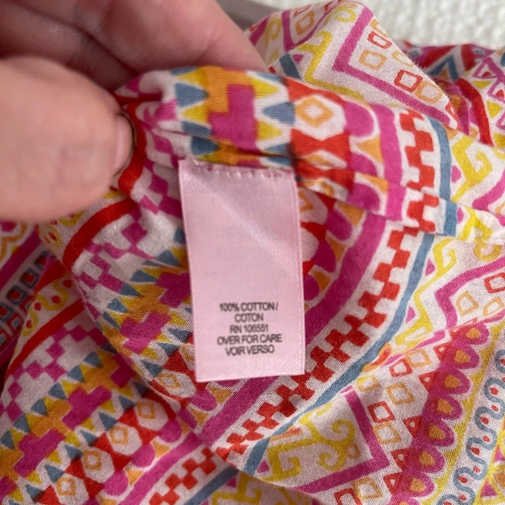 Calypso St. Barth Pink Orange Cotton Kaftan Beach Cover Up Tunic Small Resort - Picture 5 of 5